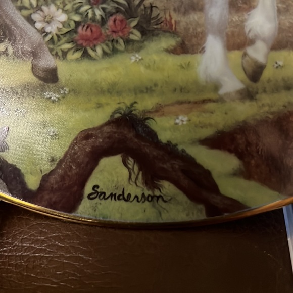 Vintage Tropical Paradise of the Unicorn Plate with Gold Trim by Ruth Sanderson - Picture 3 of 5